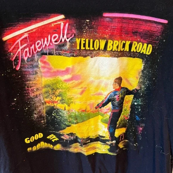 Elton John farewell yellow brick road tour 2022 Black Graphic T-Shirt, concert - Picture 2 of 5